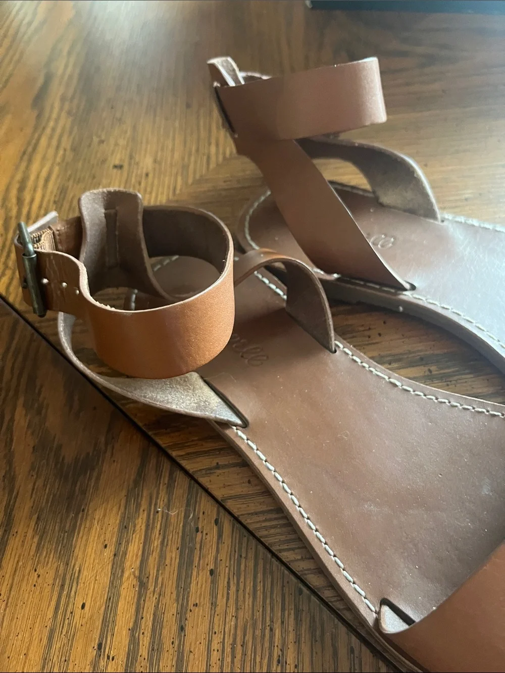 Madewell Women's Tan Ankle-Strap Leather Sandals